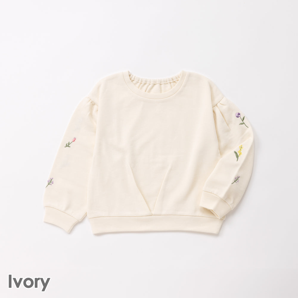 袖の花刺繍にきゅん ガーリートレーナー