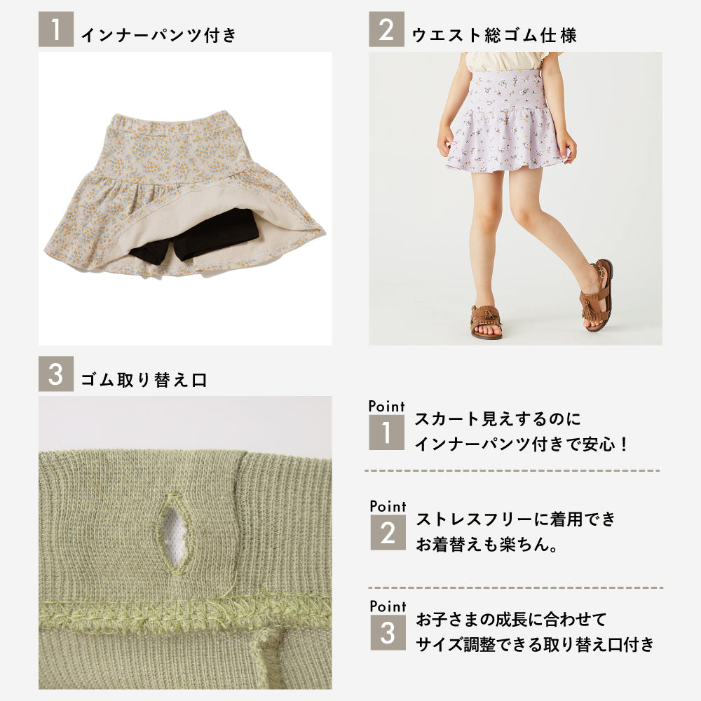 総柄1分丈スカッツ(花柄系)