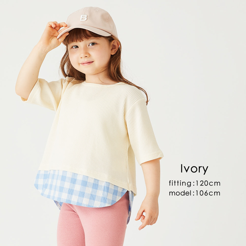【OUTLET SALE】切り替えワッフルTシャツ