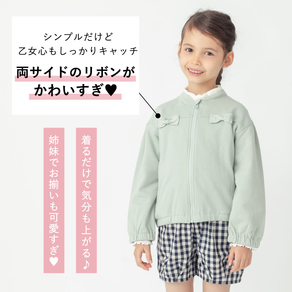 リボン付きフード無しパーカー