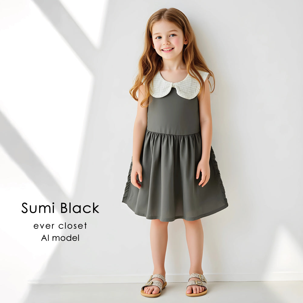 【OUTLET SALE】チェック衿付きワンピース