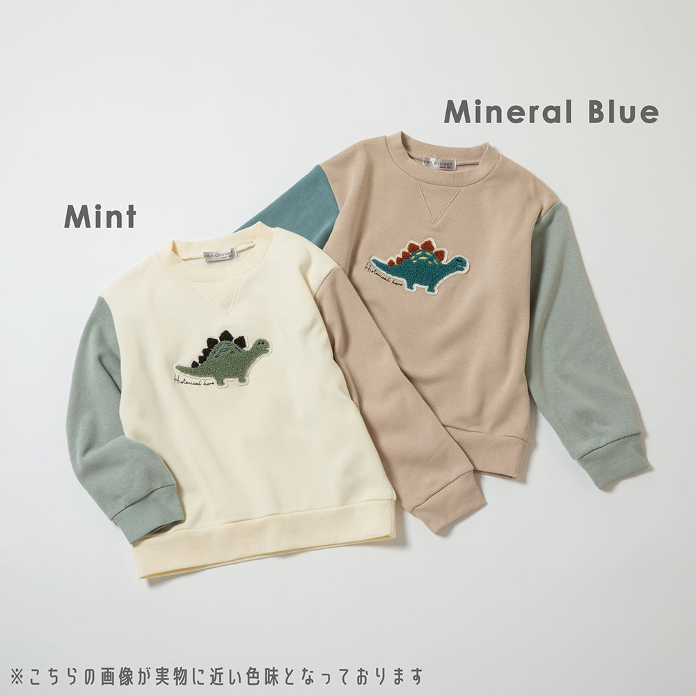 裏起毛恐竜刺繍トレーナー