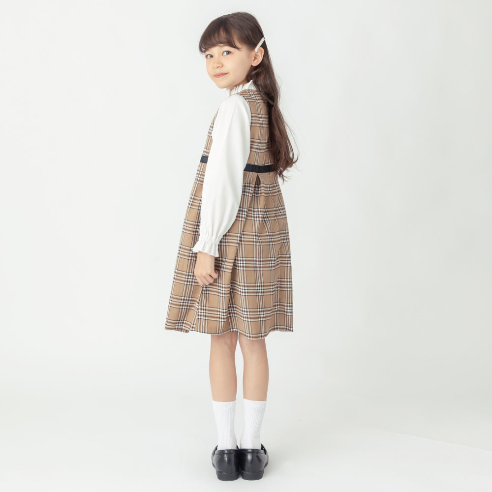 チェック柄レイヤードワンピース