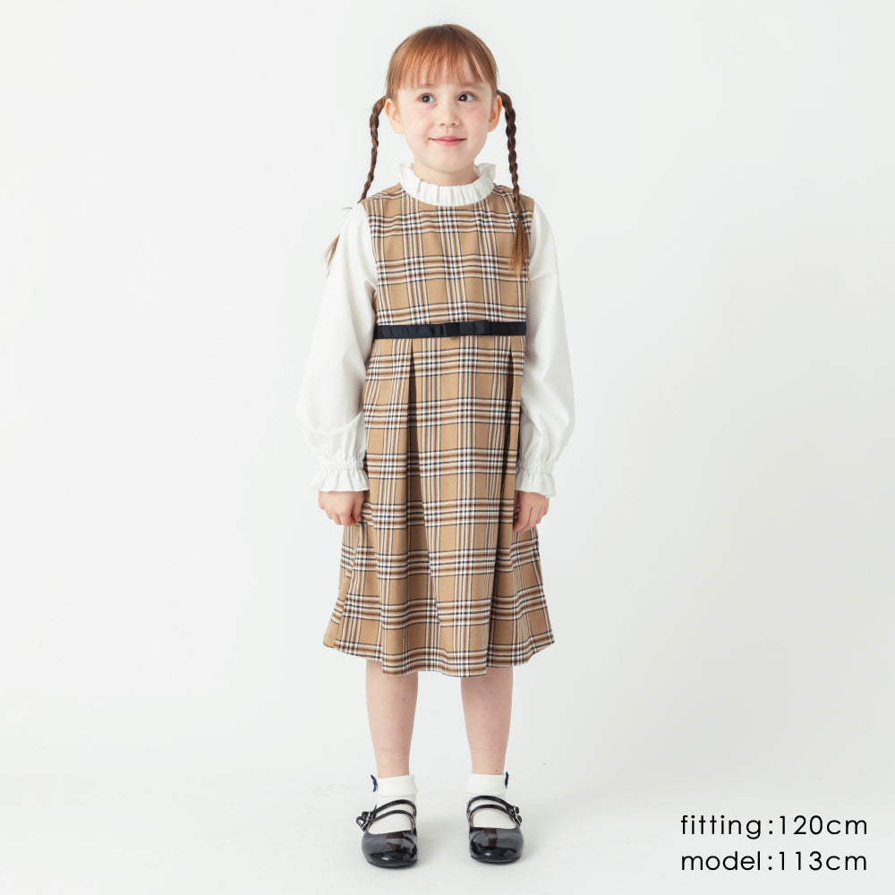 チェック柄レイヤードワンピース