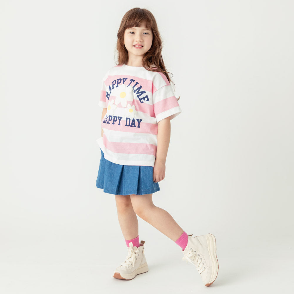 ボーダーフラワーTシャツ