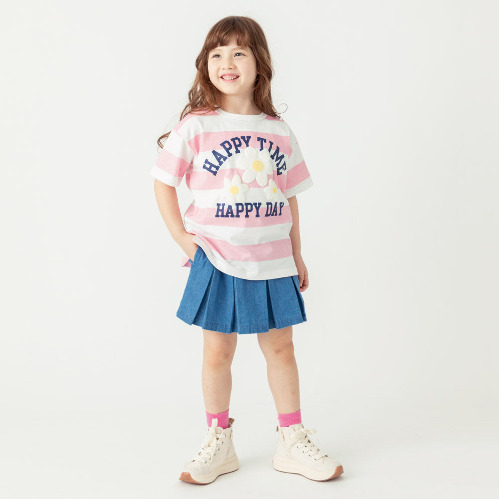 ボーダーフラワーTシャツ