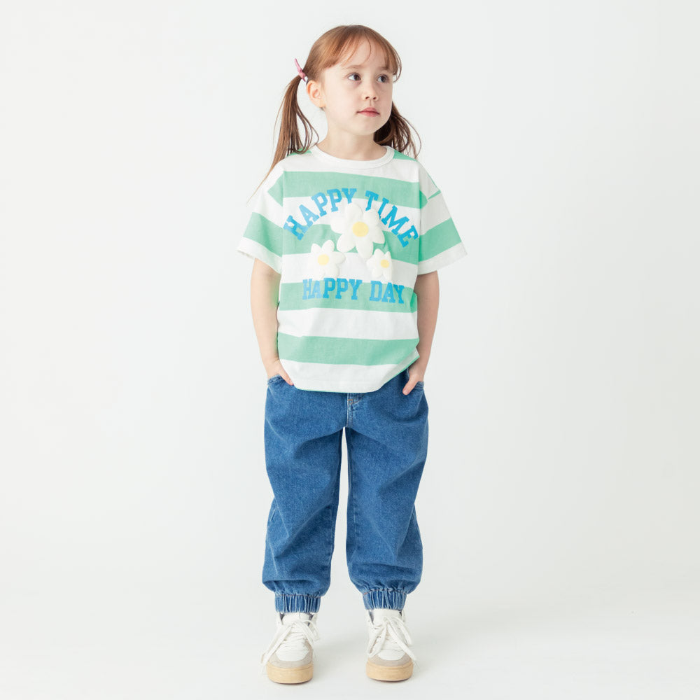 ボーダーフラワーTシャツ