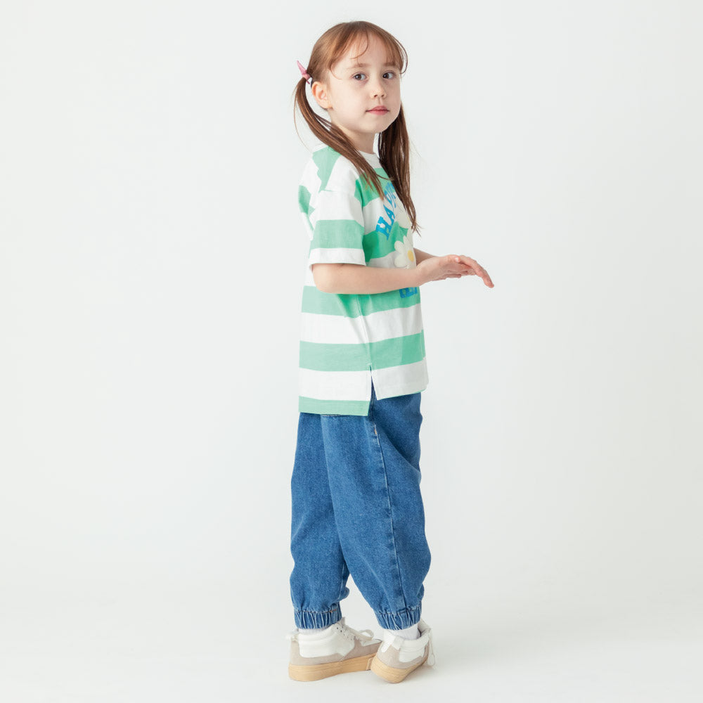 ボーダーフラワーTシャツ