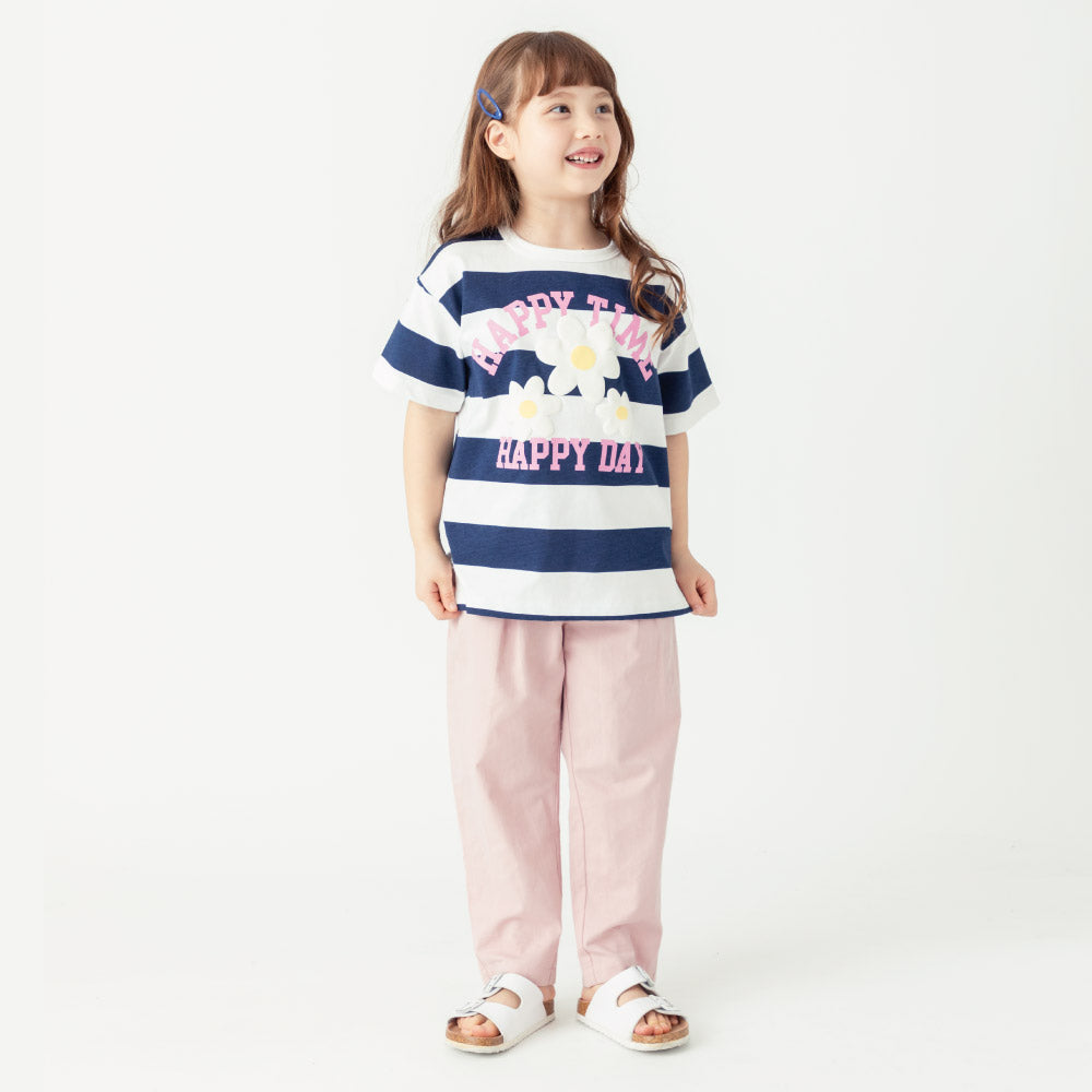 ボーダーフラワーTシャツ