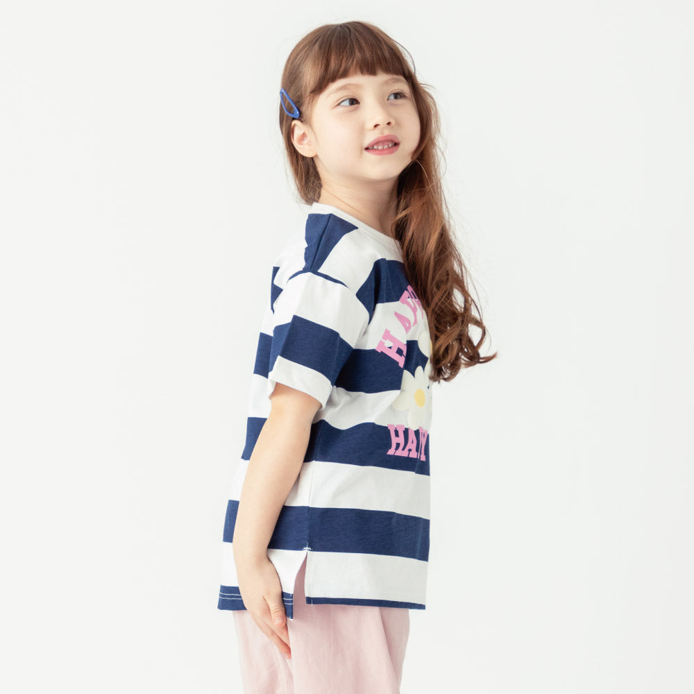 ボーダーフラワーTシャツ