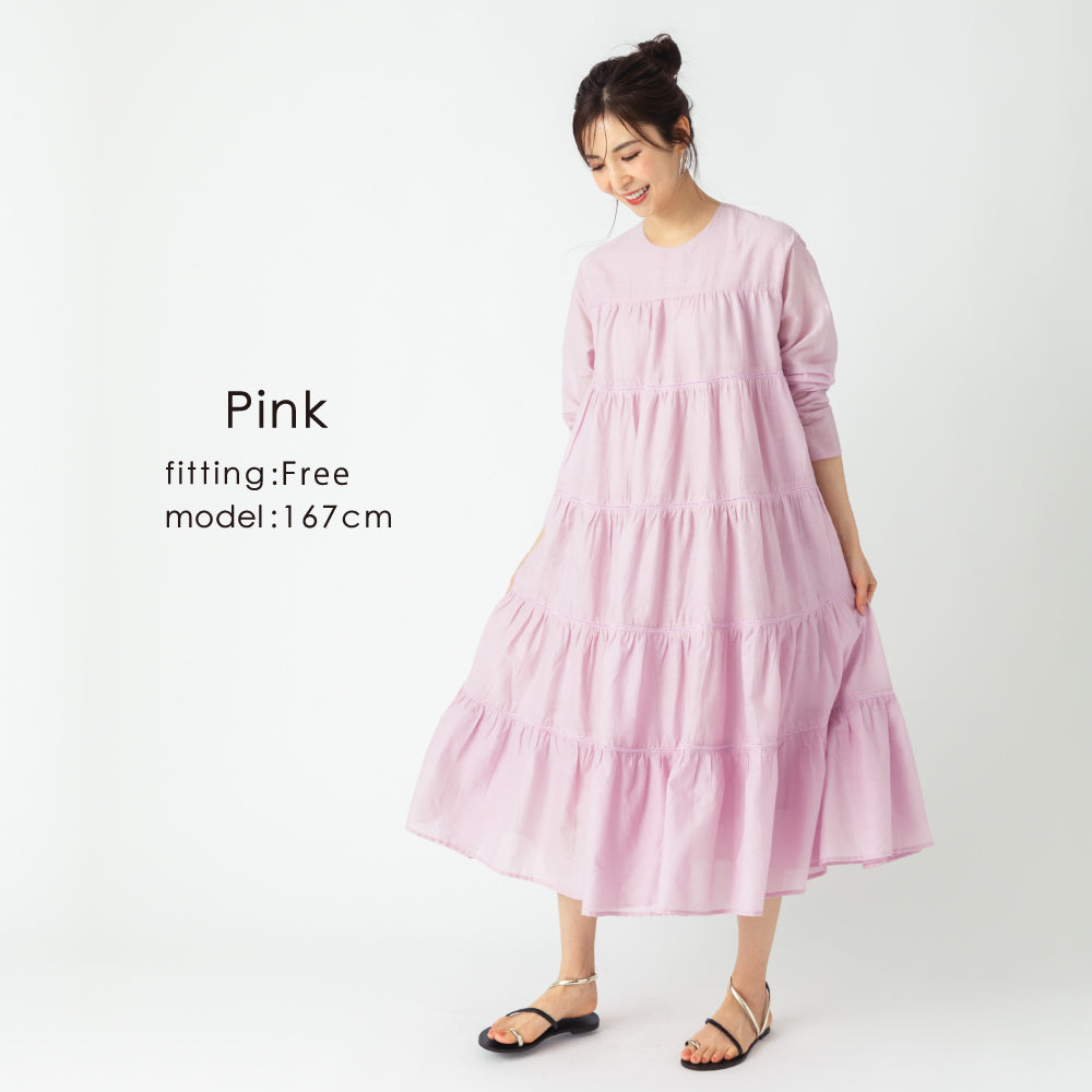【夏割】【Ladies】 インド綿ティアードワンピース