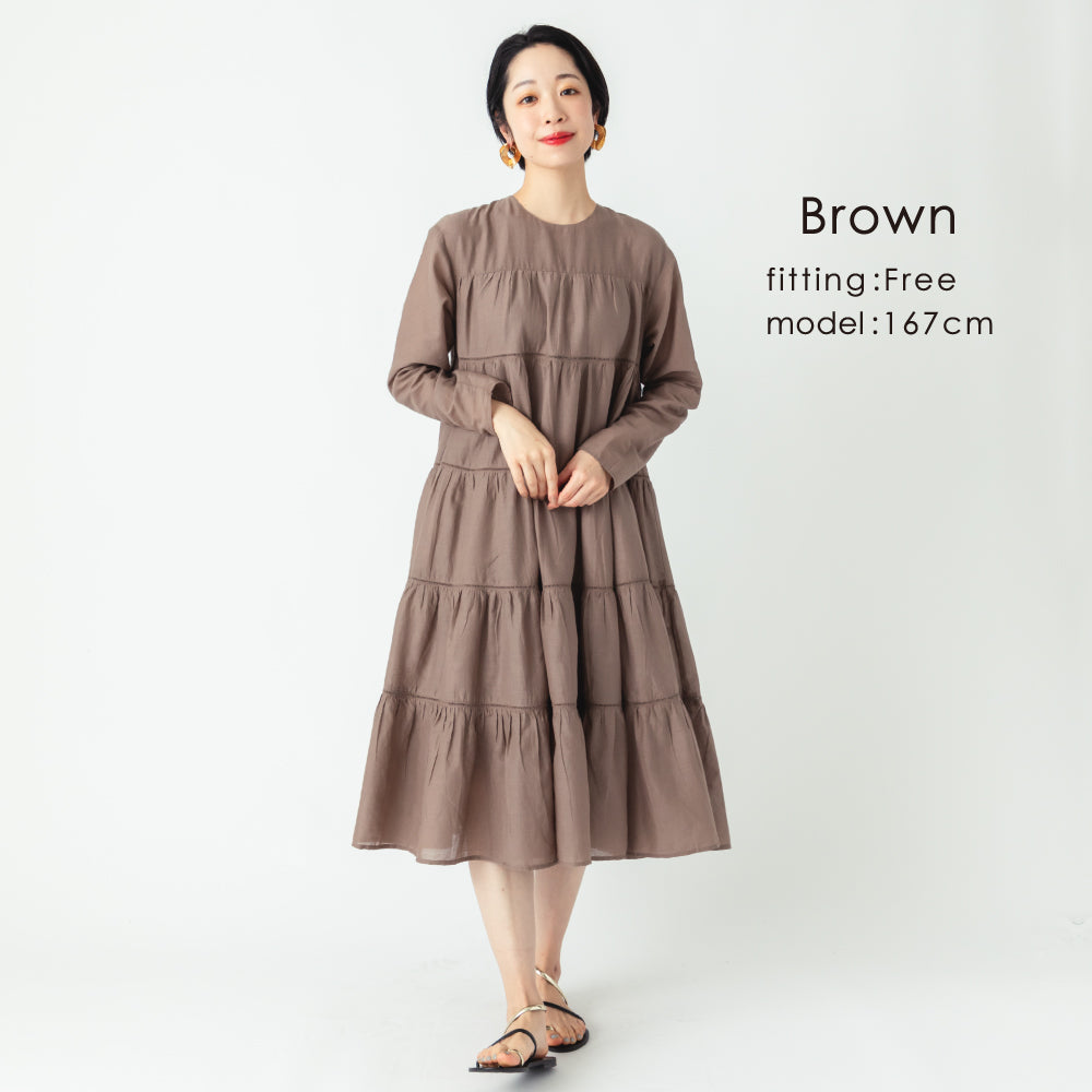 【夏割】【Ladies】 インド綿ティアードワンピース