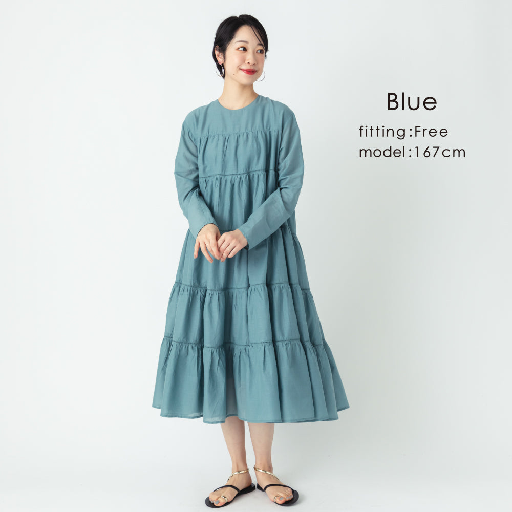 【夏割】【Ladies】 インド綿ティアードワンピース