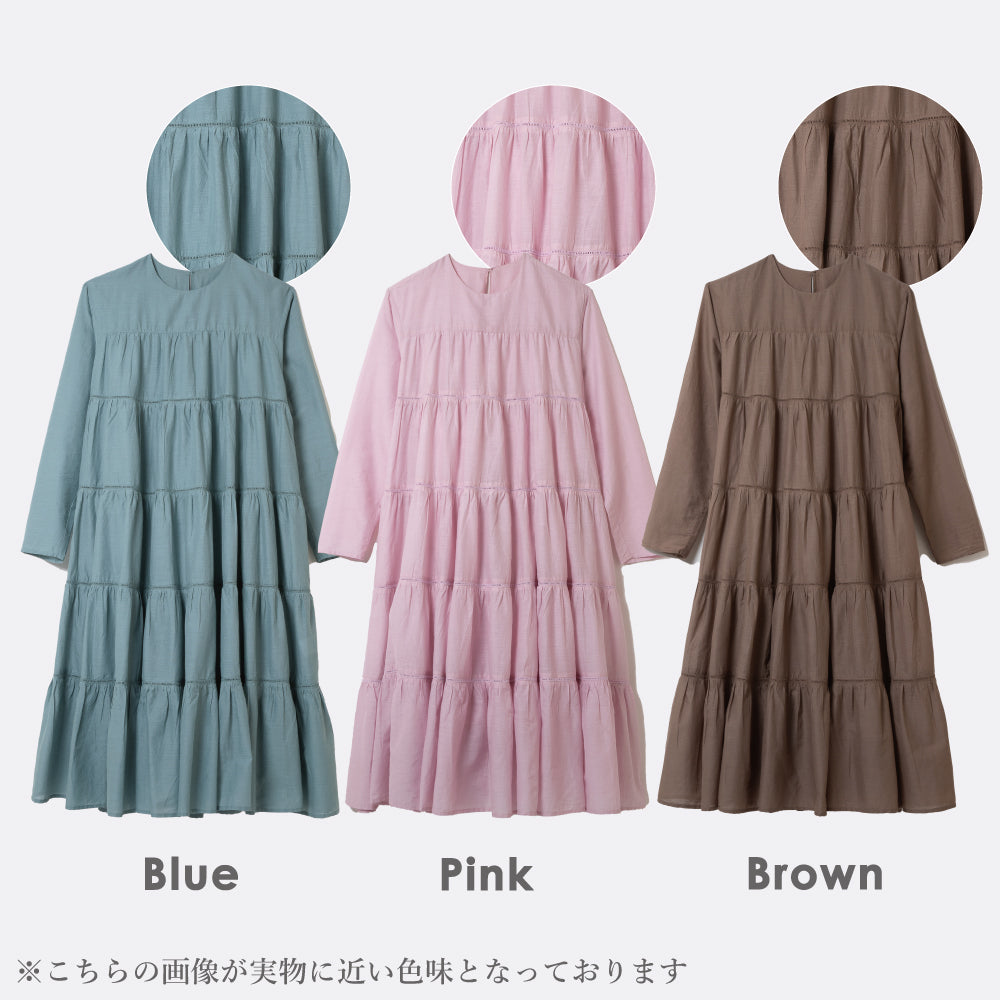 【夏割】【Ladies】 インド綿ティアードワンピース