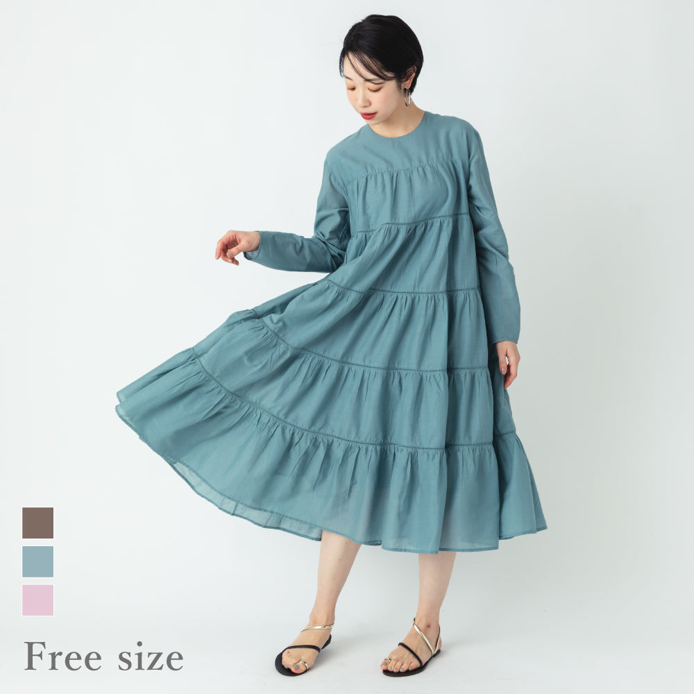 【夏割】【Ladies】 インド綿ティアードワンピース