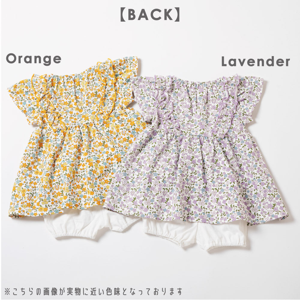 ベビー 小花柄ワンピース ブルマセット