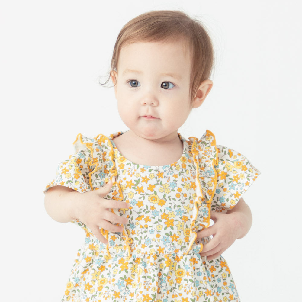 ベビー 小花柄ワンピース ブルマセット