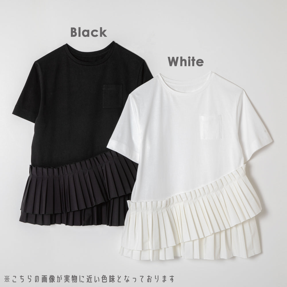 【夏割】 【Ladies】プリーツドッキングTシャツ