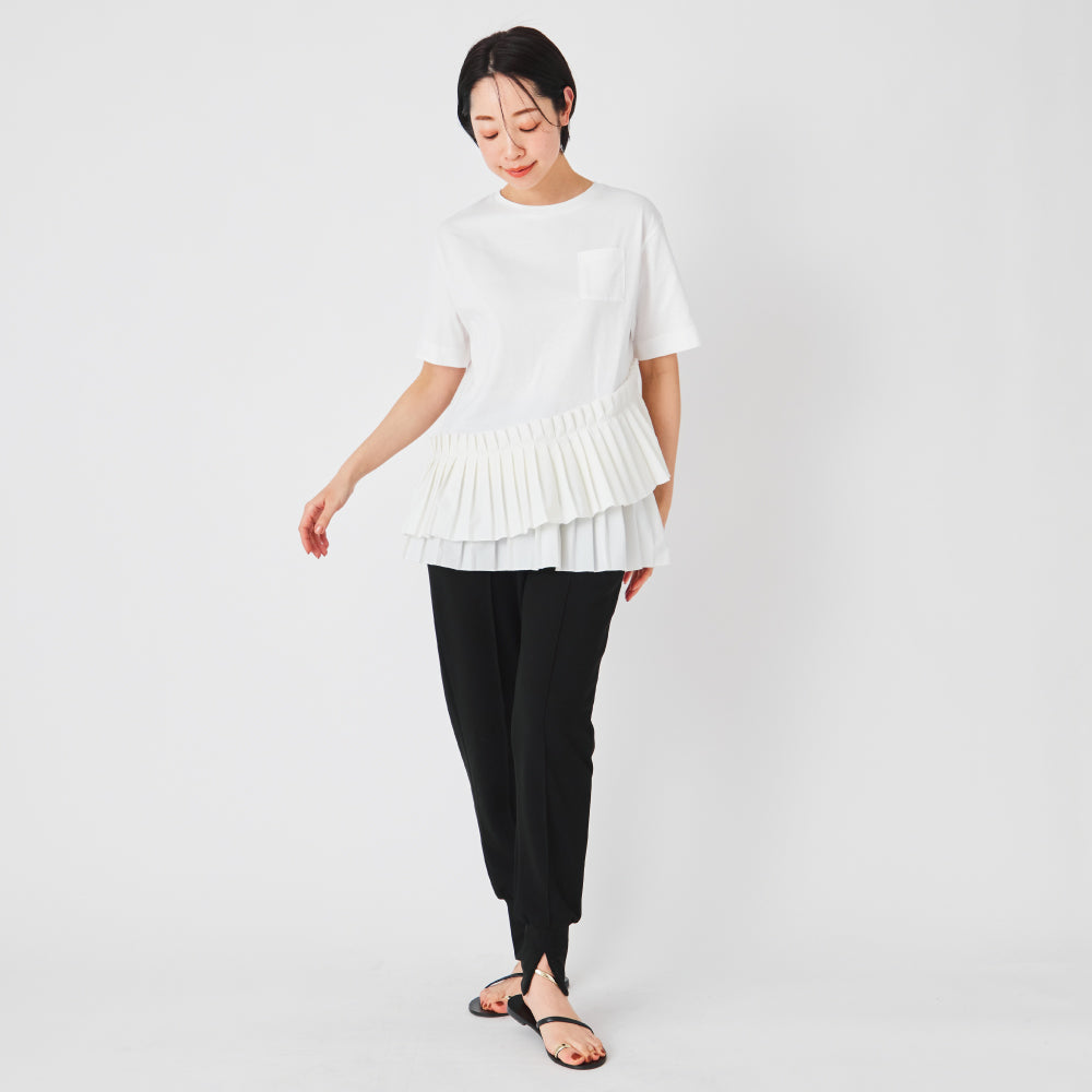 【夏割】 【Ladies】プリーツドッキングTシャツ