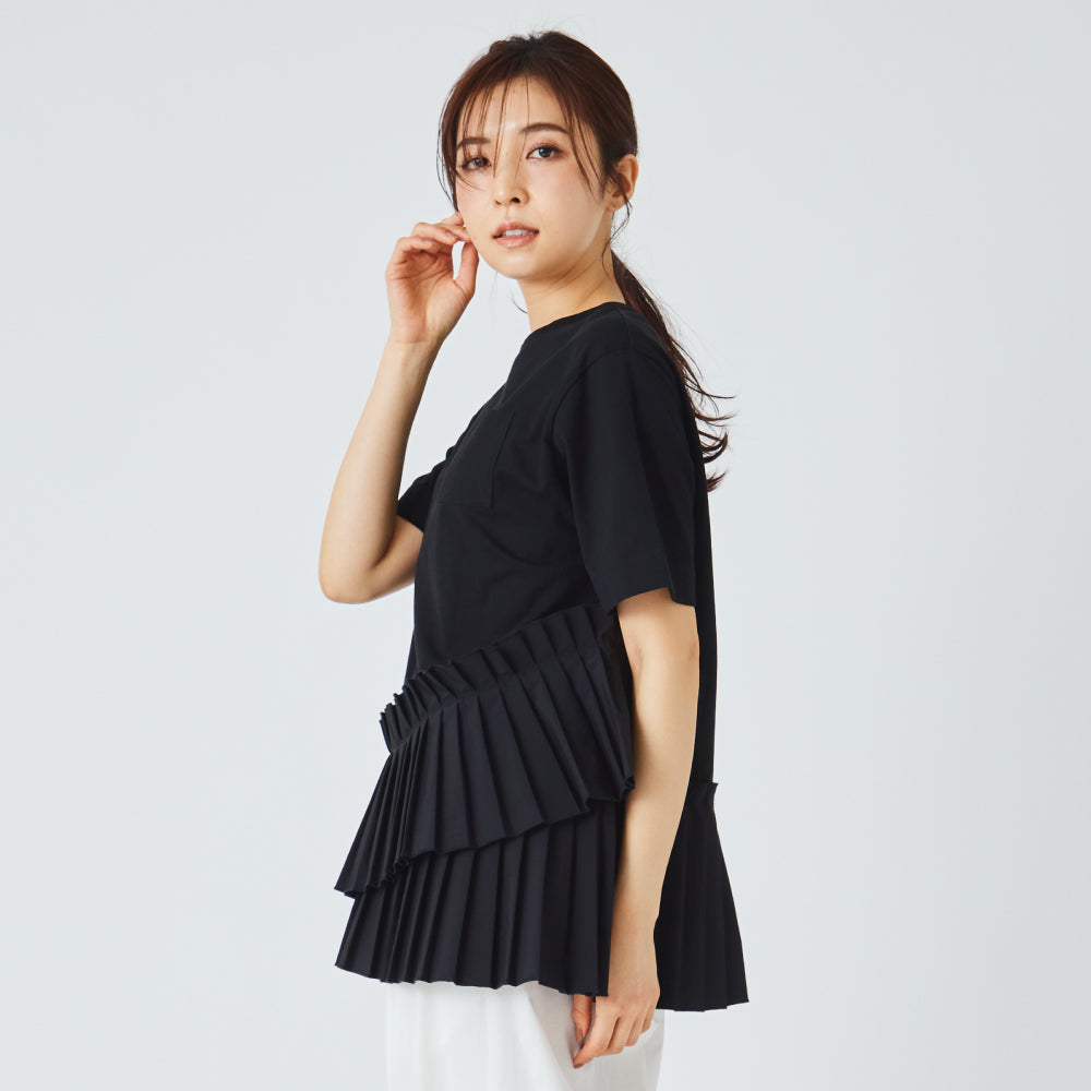 【夏割】 【Ladies】プリーツドッキングTシャツ