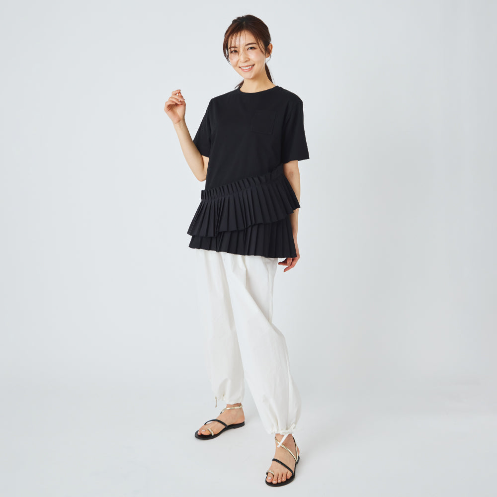 【夏割】 【Ladies】プリーツドッキングTシャツ