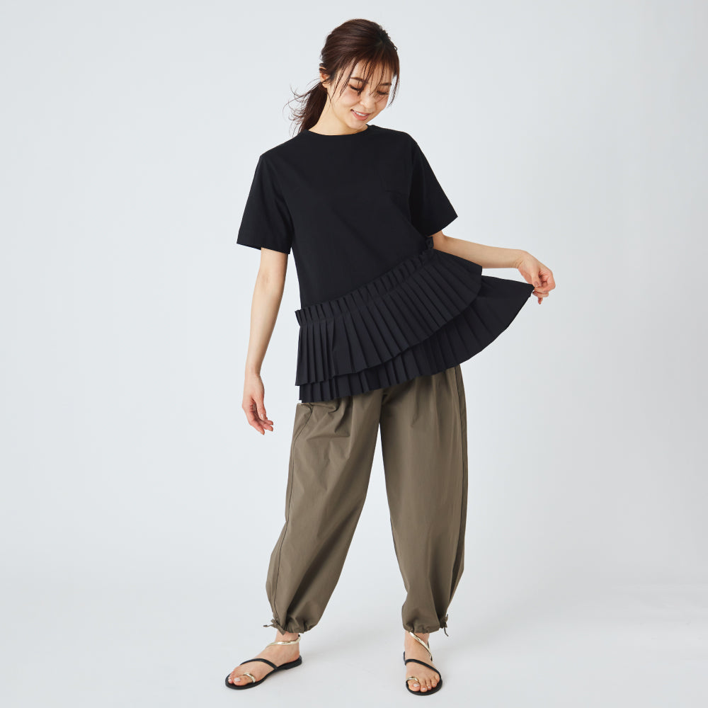 【夏割】 【Ladies】プリーツドッキングTシャツ