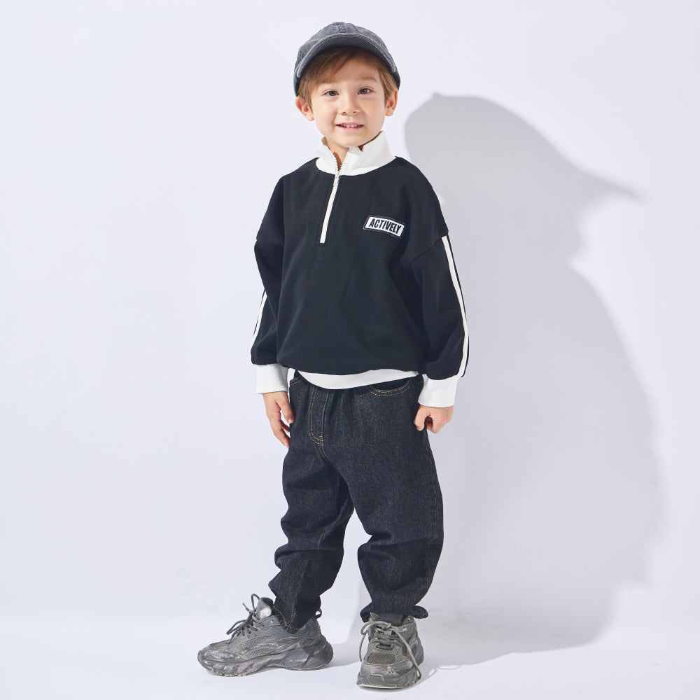 裏起毛 ハーフジップ プルオーバー