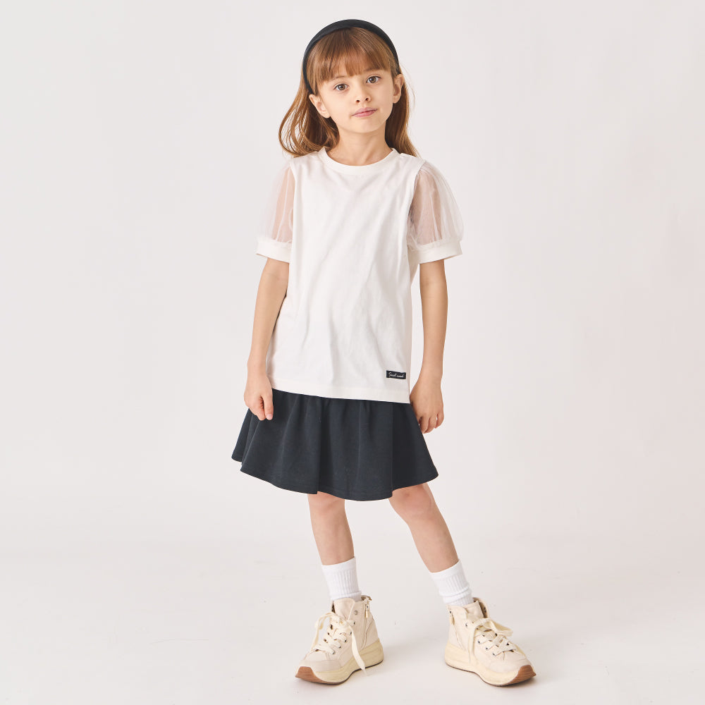 袖シフォンTシャツ