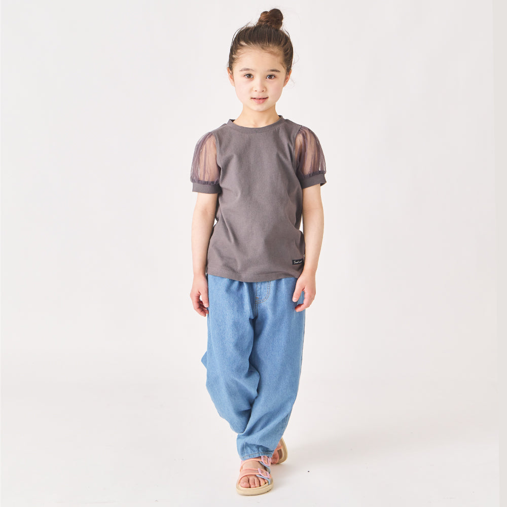 袖シフォンTシャツ