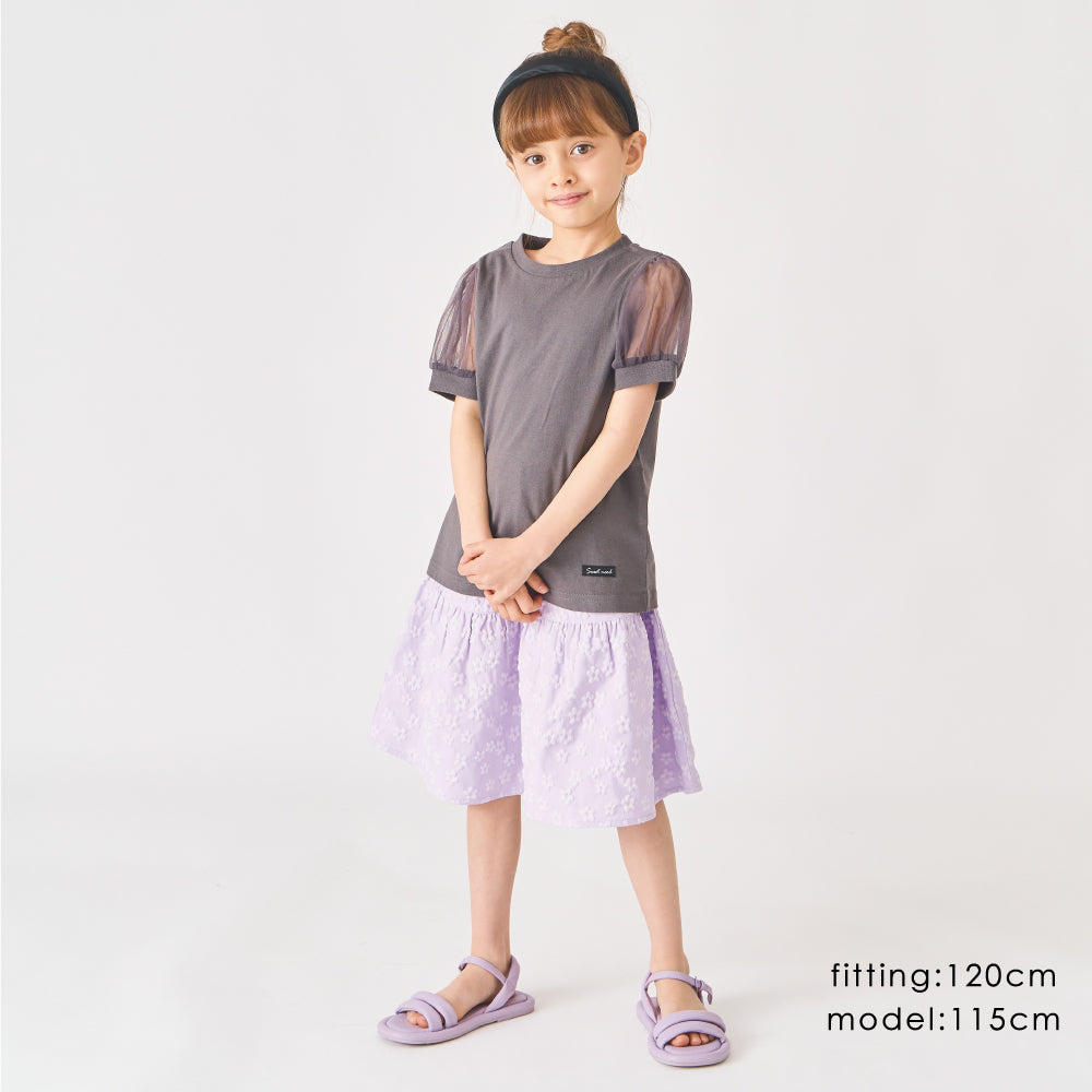 袖シフォンTシャツ