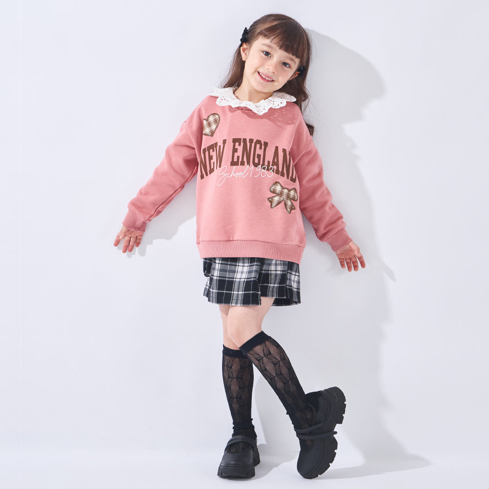 裏起毛 アップリケ プルオーバー