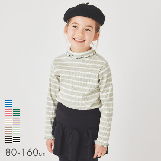 【最速!秋割】リブトップス(タートルタイプ ボーダー)