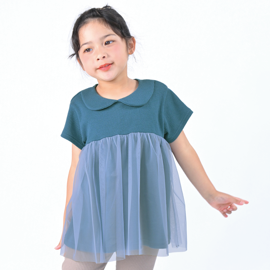 【OUTLET SALE】ふんわりチュールの丸衿トップス