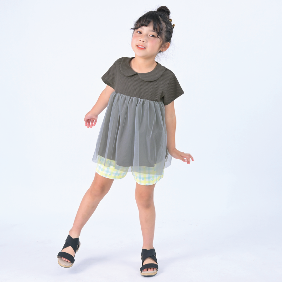 【OUTLET SALE】ふんわりチュールの丸衿トップス