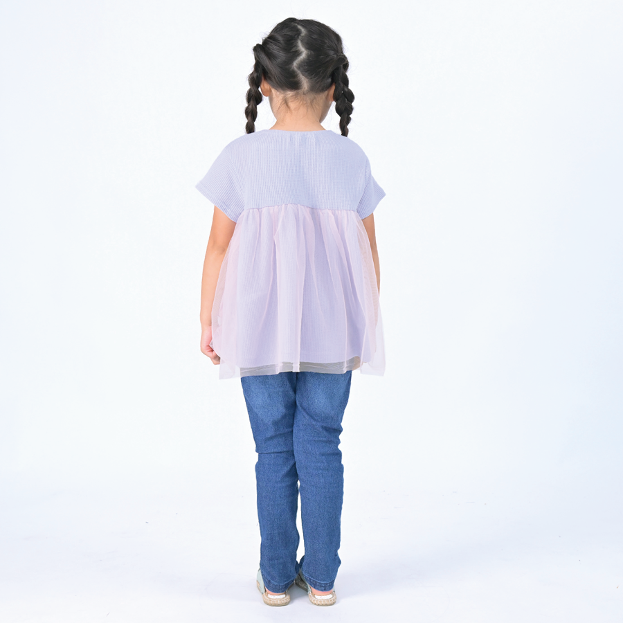 【OUTLET SALE】ふんわりチュールの丸衿トップス