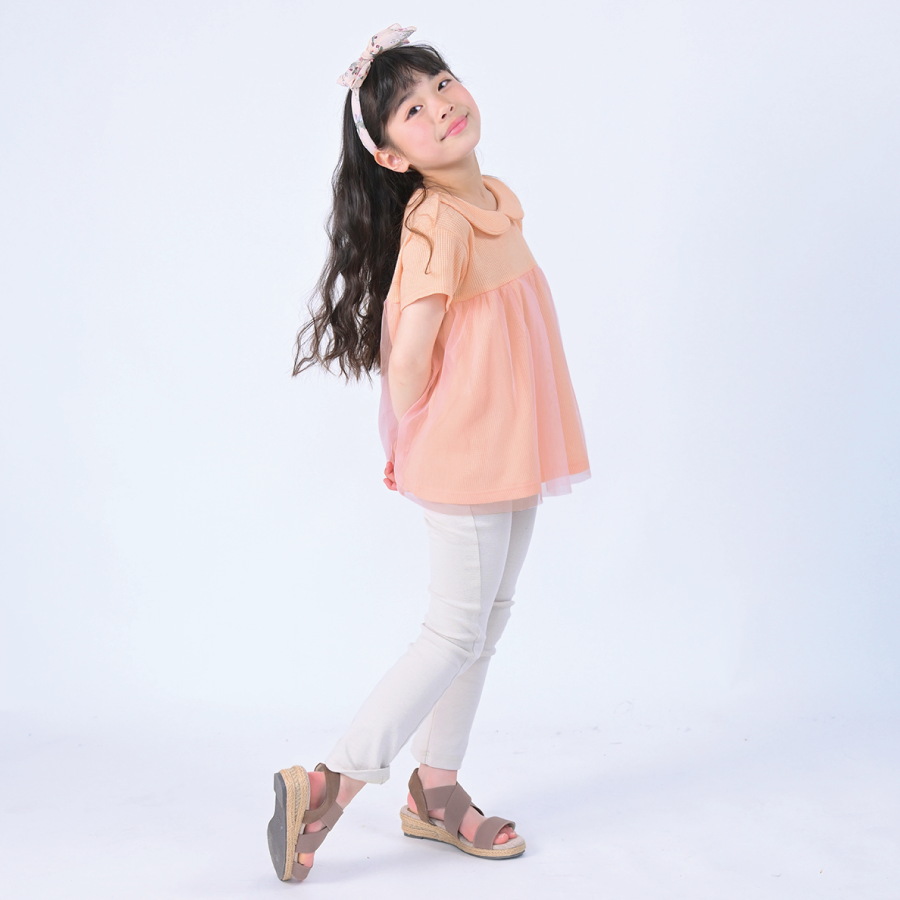 【OUTLET SALE】ふんわりチュールの丸衿トップス