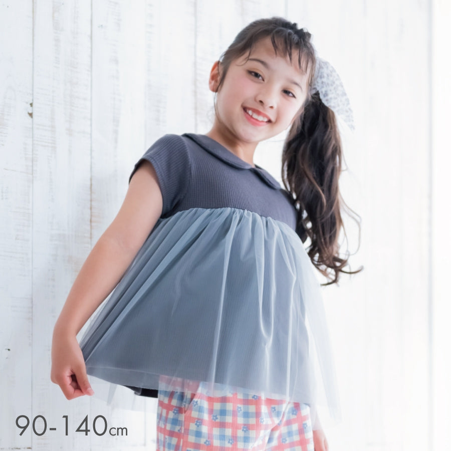 【OUTLET SALE】ふんわりチュールの丸衿トップス