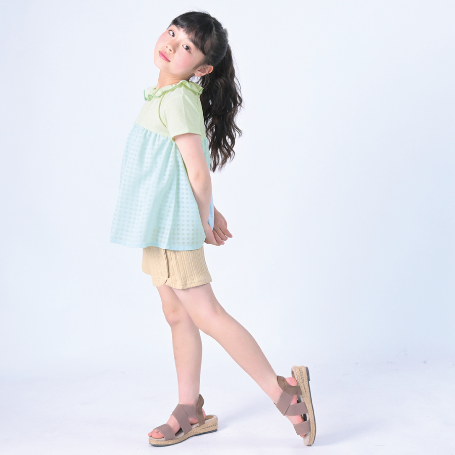 【OUTLET SALE】チュール×フリル衿トップス