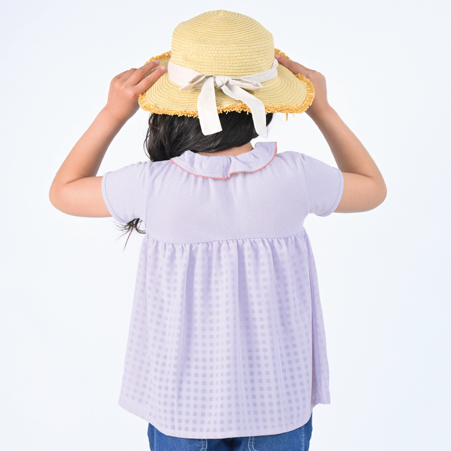 【OUTLET SALE】チュール×フリル衿トップス