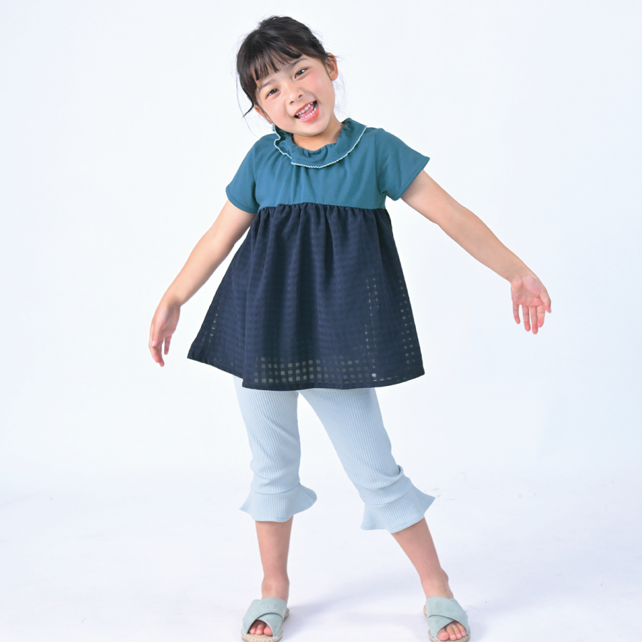 【OUTLET SALE】チュール×フリル衿トップス
