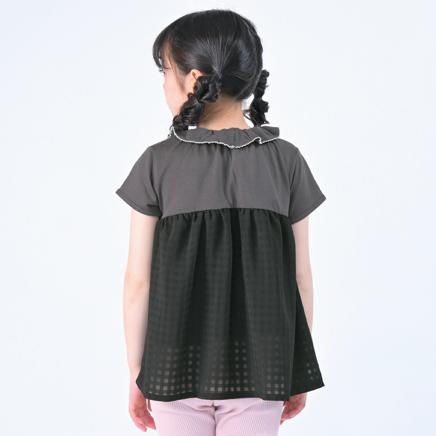 【OUTLET SALE】チュール×フリル衿トップス