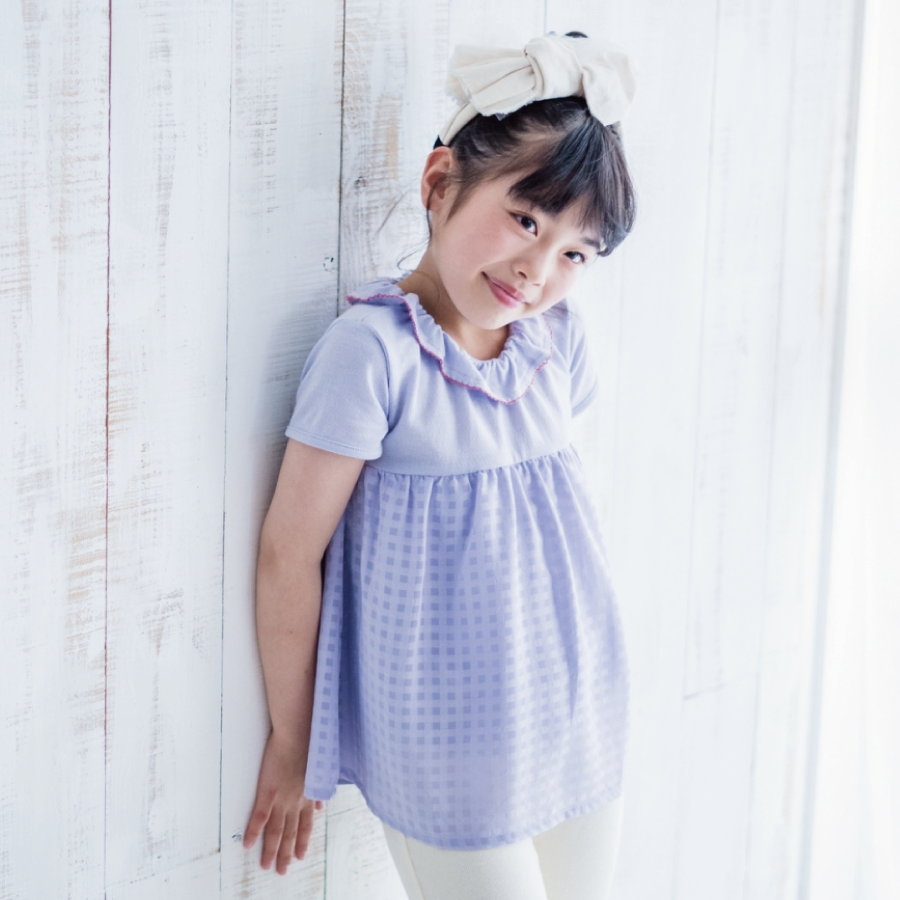 【OUTLET SALE】チュール×フリル衿トップス