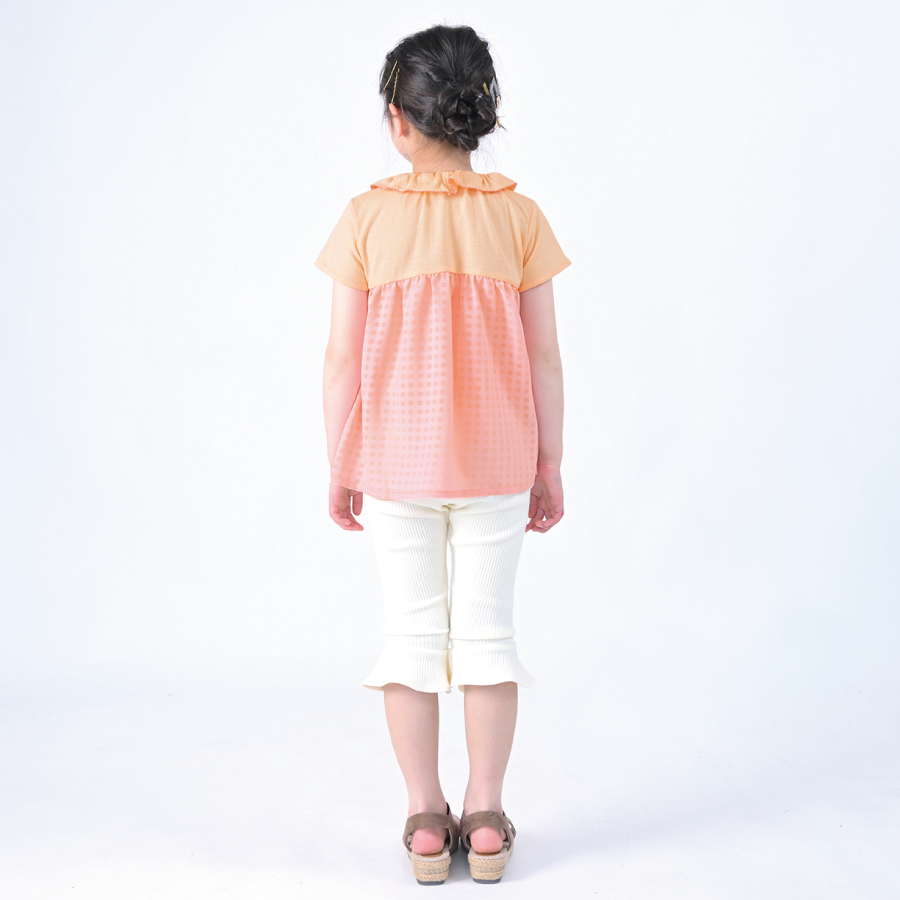 【OUTLET SALE】チュール×フリル衿トップス