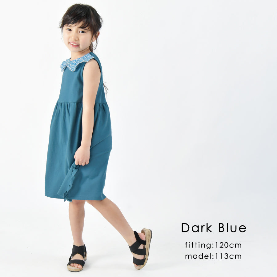 【OUTLET SALE】チェック衿付きワンピース