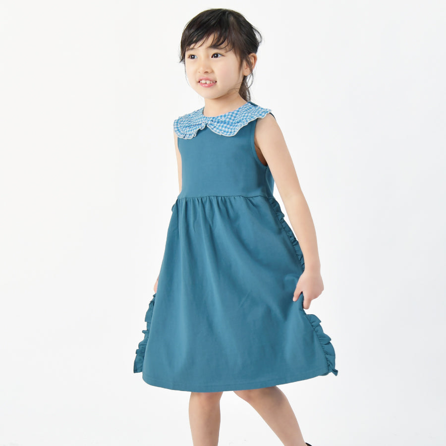 【OUTLET SALE】チェック衿付きワンピース