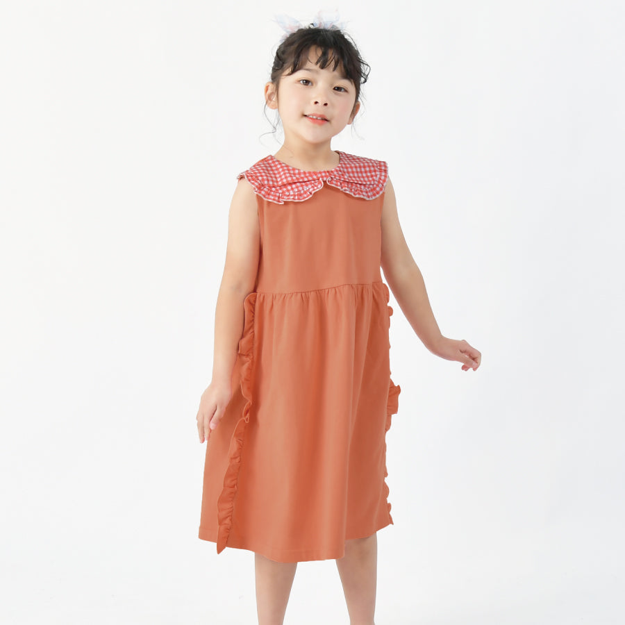 【OUTLET SALE】チェック衿付きワンピース