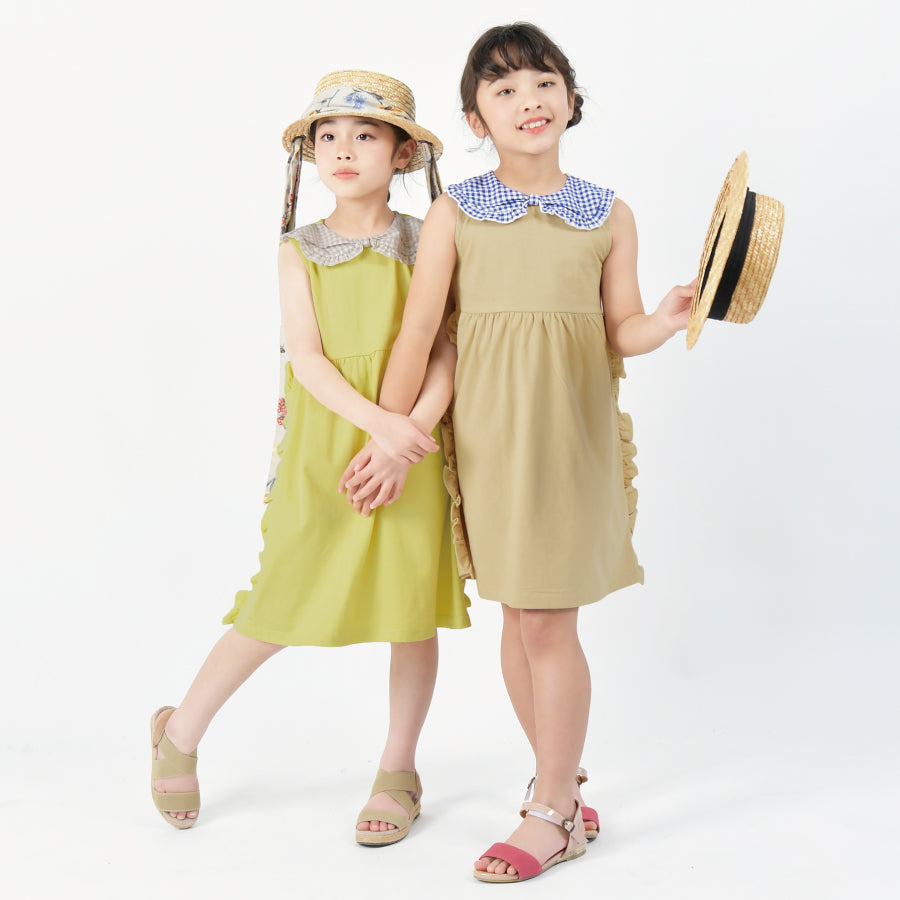 【OUTLET SALE】チェック衿付きワンピース