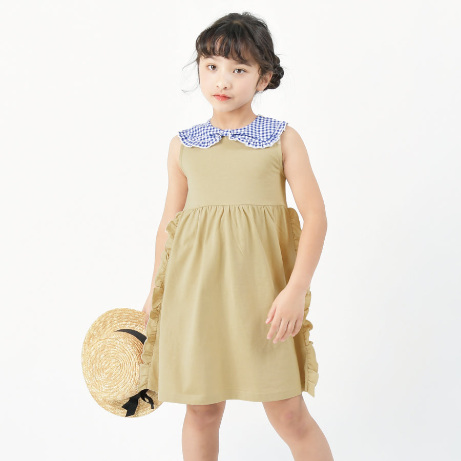 【OUTLET SALE】チェック衿付きワンピース
