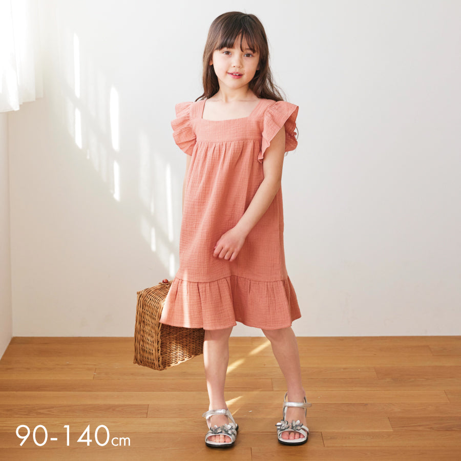 コットンガーゼ フリルワンピース／ 子供服 子ども服 こども服 キッズ