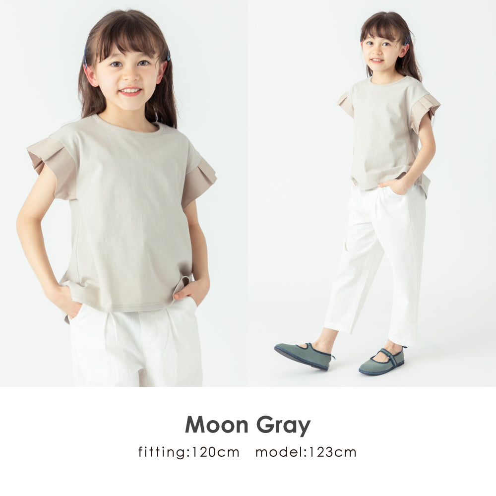 袖フリル半袖Tシャツ